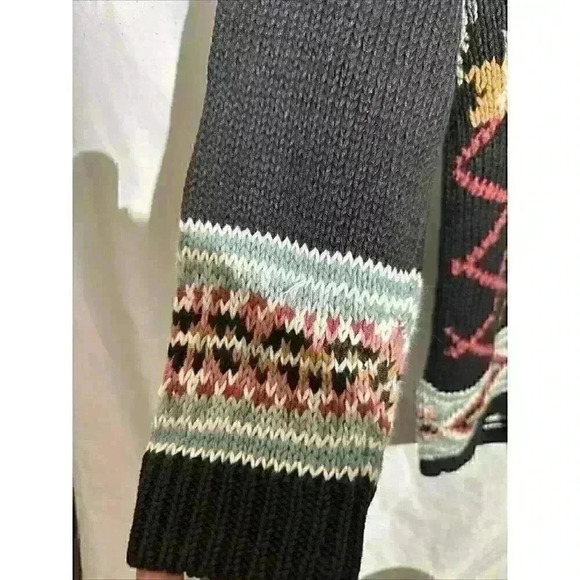 Heirloom Collectibles Sweater Womens Medium Black Floral Vintage 90s Cotton Knit - Picture 5 of 9